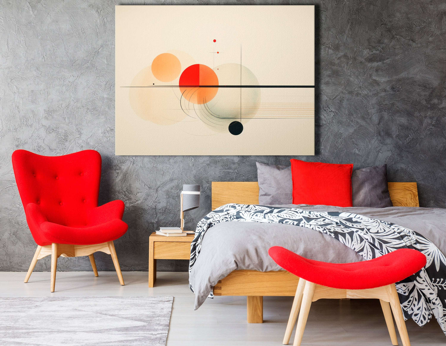 Graceful Lines & Circles on Beige - Canvas Print - Artoholica Ready to Hang Canvas Print