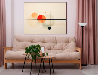 Graceful Lines & Circles on Beige - Canvas Print - Artoholica Ready to Hang Canvas Print