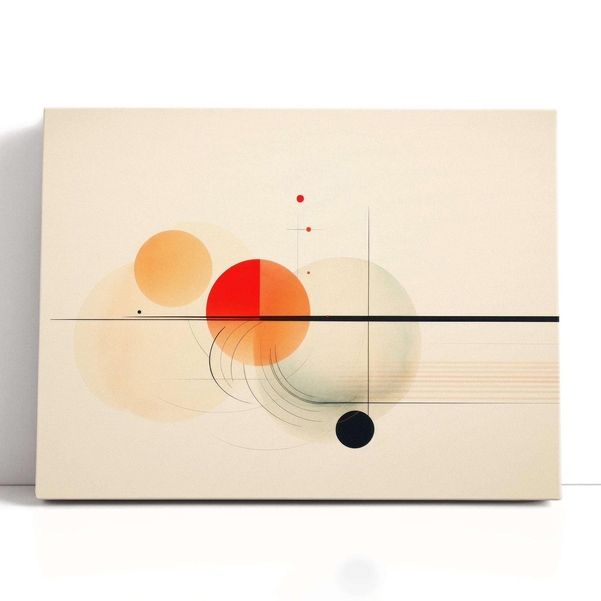 Graceful Lines & Circles on Beige - Canvas Print - Artoholica Ready to Hang Canvas Print