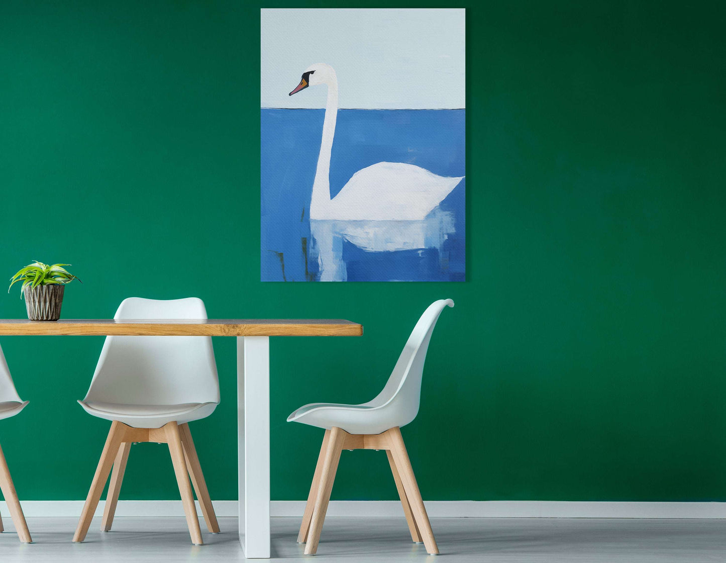 Graceful Swan in Blue Tones - Canvas Print - Artoholica Ready to Hang Canvas Print