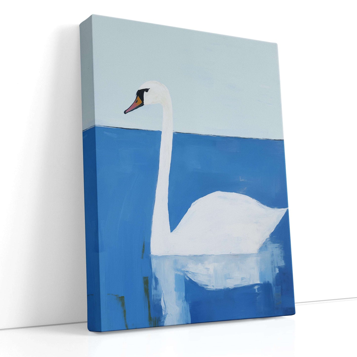 Graceful Swan in Blue Tones - Canvas Print - Artoholica Ready to Hang Canvas Print