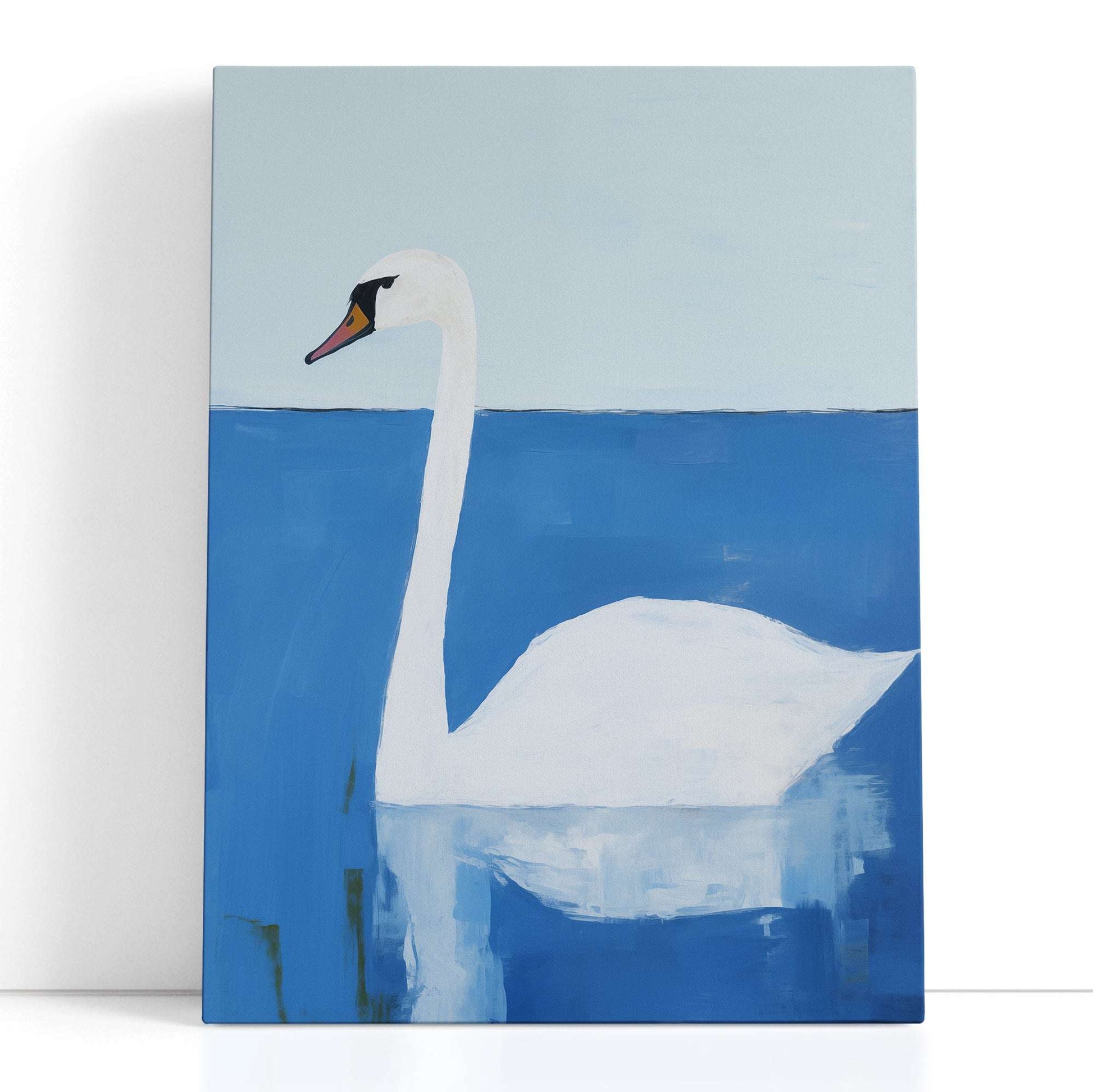 Graceful Swan in Blue Tones - Canvas Print - Artoholica Ready to Hang Canvas Print