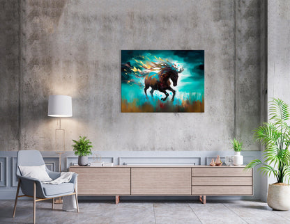 Graceful Wild Horse Running in Prairie - Canvas Print - Artoholica Ready to Hang Canvas Print