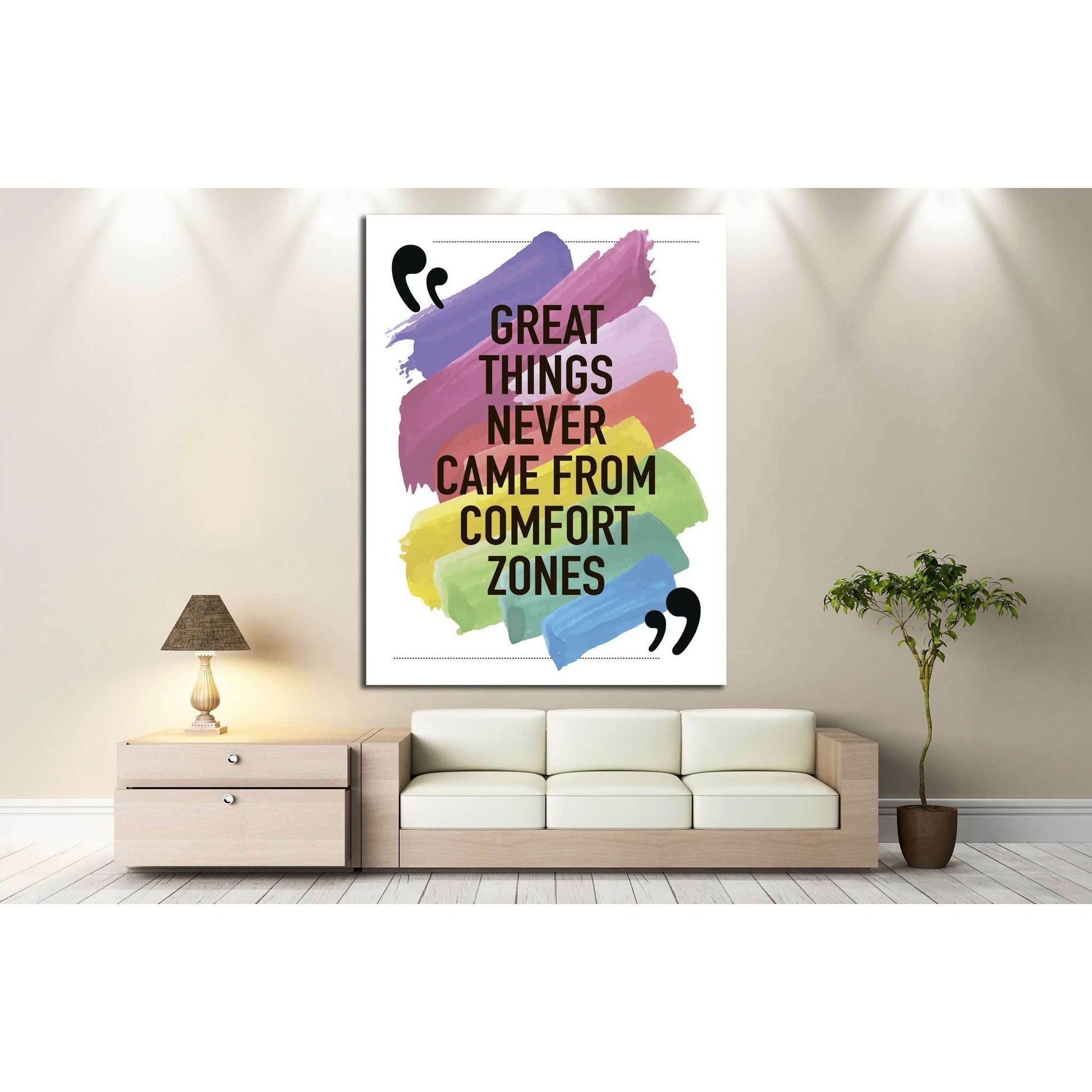 Great things never came from comfort zones Motivational quote №4600 Ready to Hang Canvas PrintCanvas art arrives ready to hang, with hanging accessories included and no additional framing required. Every canvas print is hand-crafted, made on-demand at our