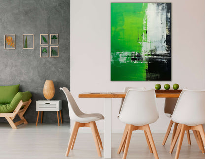 Green, Black & White Abstract Expressionism - Canvas Print - Artoholica Ready to Hang Canvas Print