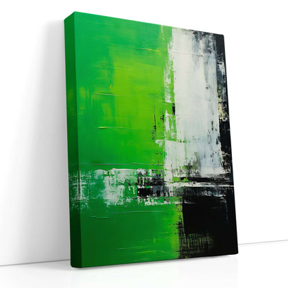 Green, Black & White Abstract Expressionism - Canvas Print - Artoholica Ready to Hang Canvas Print