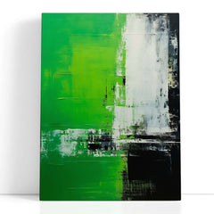 Green, Black & White Abstract Expressionism - Canvas Print - Artoholica Ready to Hang Canvas Print