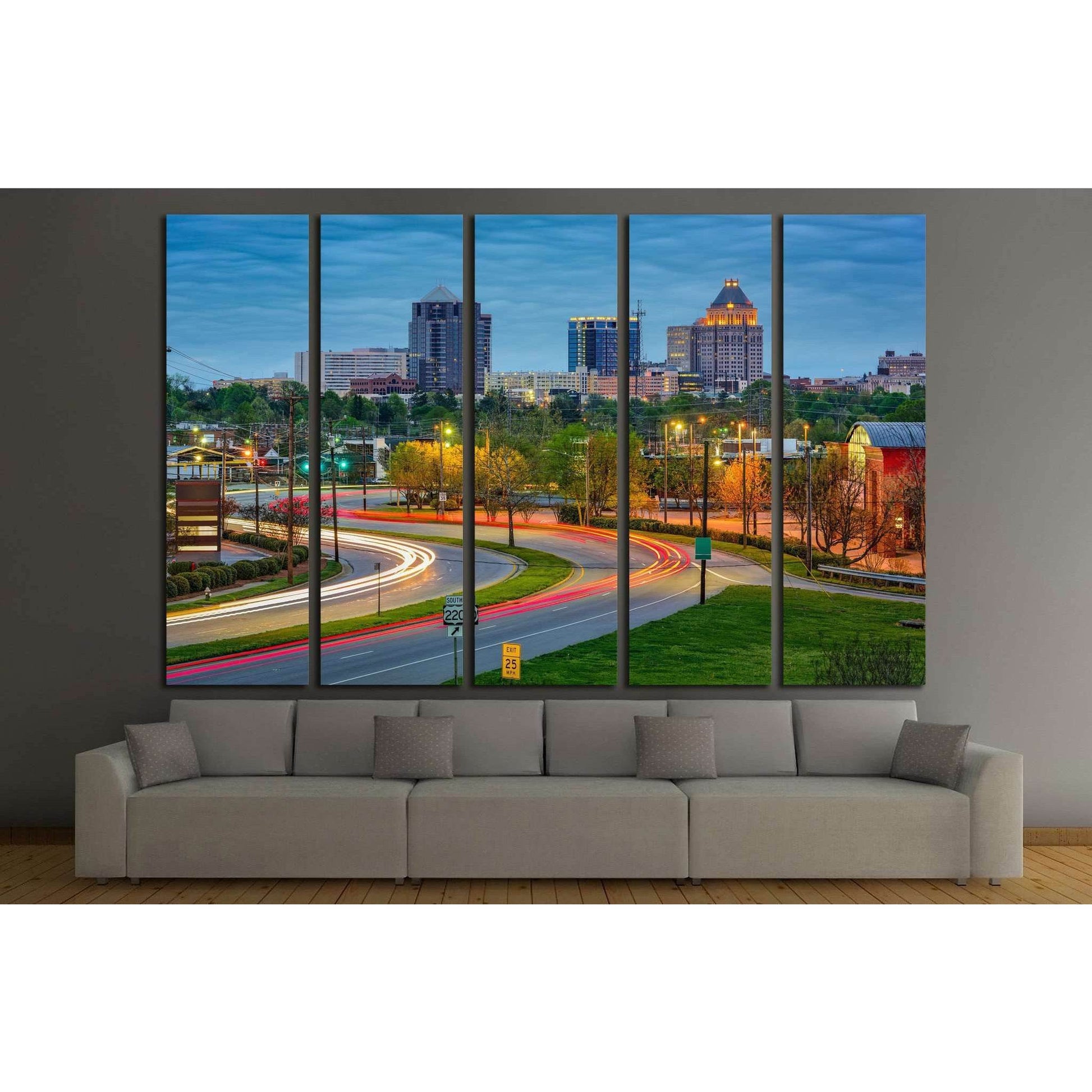 Greensboro, North Carolina, USA downtown skyline №1744 Ready to Hang Canvas PrintCanvas art arrives ready to hang, with hanging accessories included and no additional framing required. Every canvas print is hand-crafted, made on-demand at our workshop and