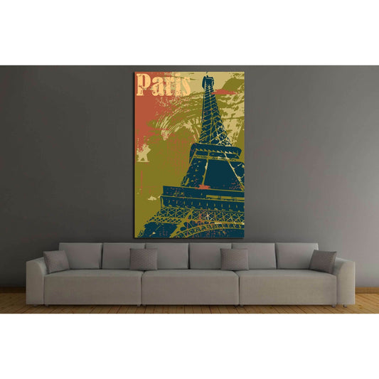 Grunge style Eiffel Tower layout №4524 Ready to Hang Canvas PrintCanvas art arrives ready to hang, with hanging accessories included and no additional framing required. Every canvas print is hand-crafted, made on-demand at our workshop and expertly stretc