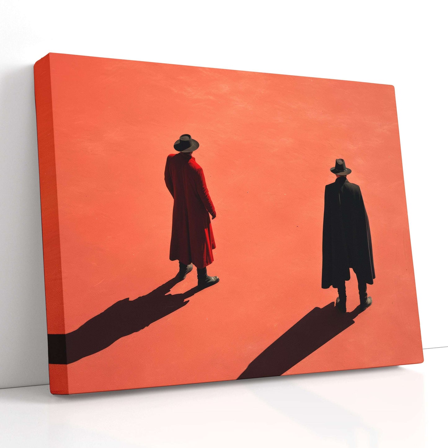 Gunslingers in Coats on Orange Background - Canvas Print - Artoholica Ready to Hang Canvas Print