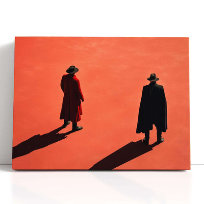 Gunslingers in Coats on Orange Background - Canvas Print - Artoholica Ready to Hang Canvas Print