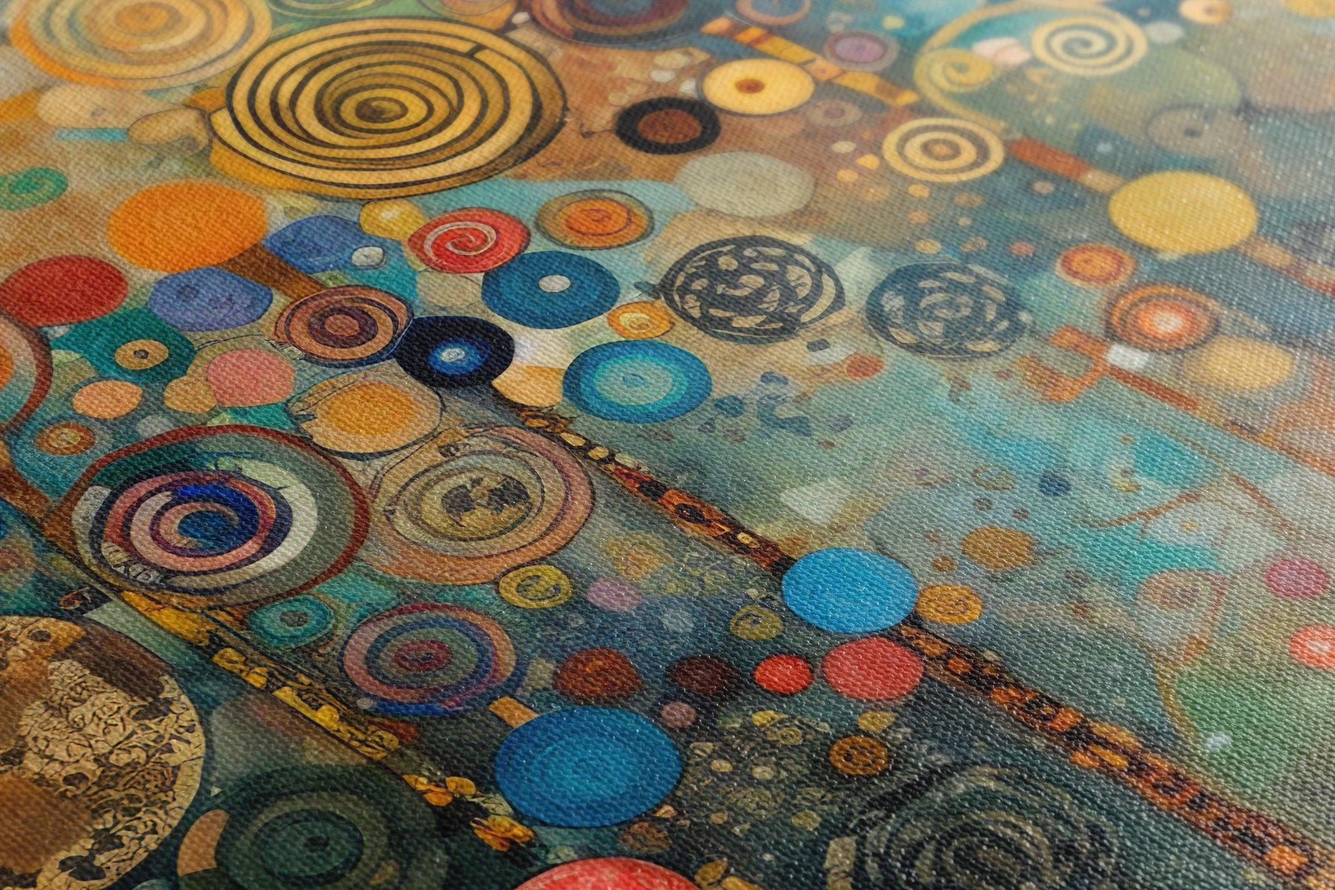 Gustav Klimt-Inspired Blue and Golden Circles - Canvas Print - Artoholica Ready to Hang Canvas Print