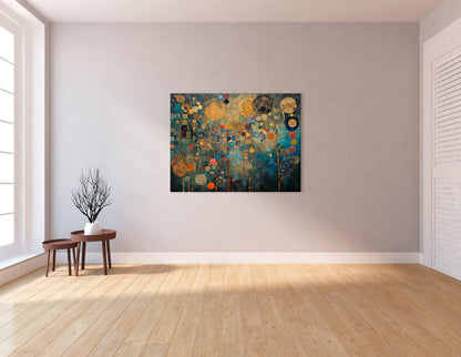 Gustav Klimt-Inspired Blue and Golden Circles - Canvas Print - Artoholica Ready to Hang Canvas Print