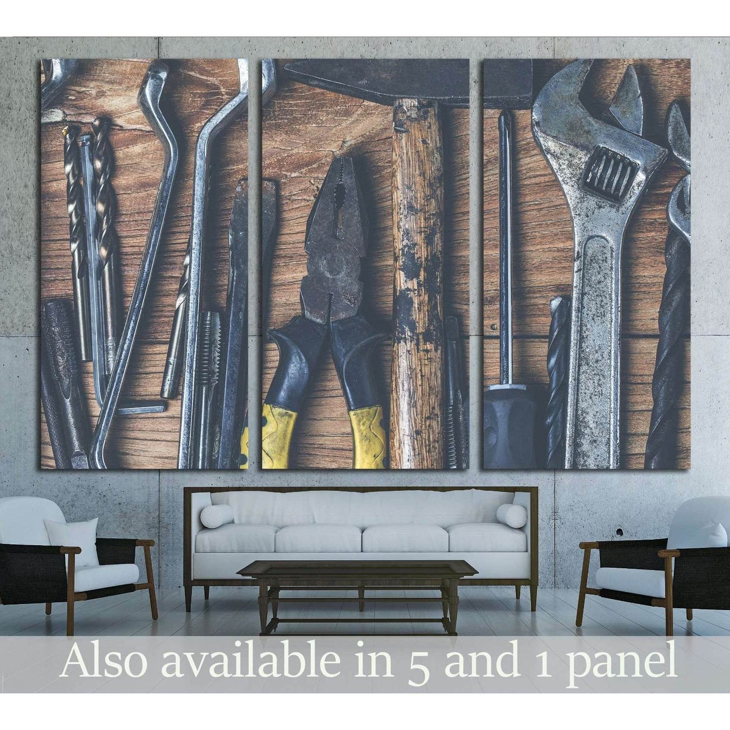 Hand tools on a wooden table in rustic style №1897 Ready to Hang Canvas PrintCanvas art arrives ready to hang, with hanging accessories included and no additional framing required. Every canvas print is hand-crafted, made on-demand at our workshop and exp