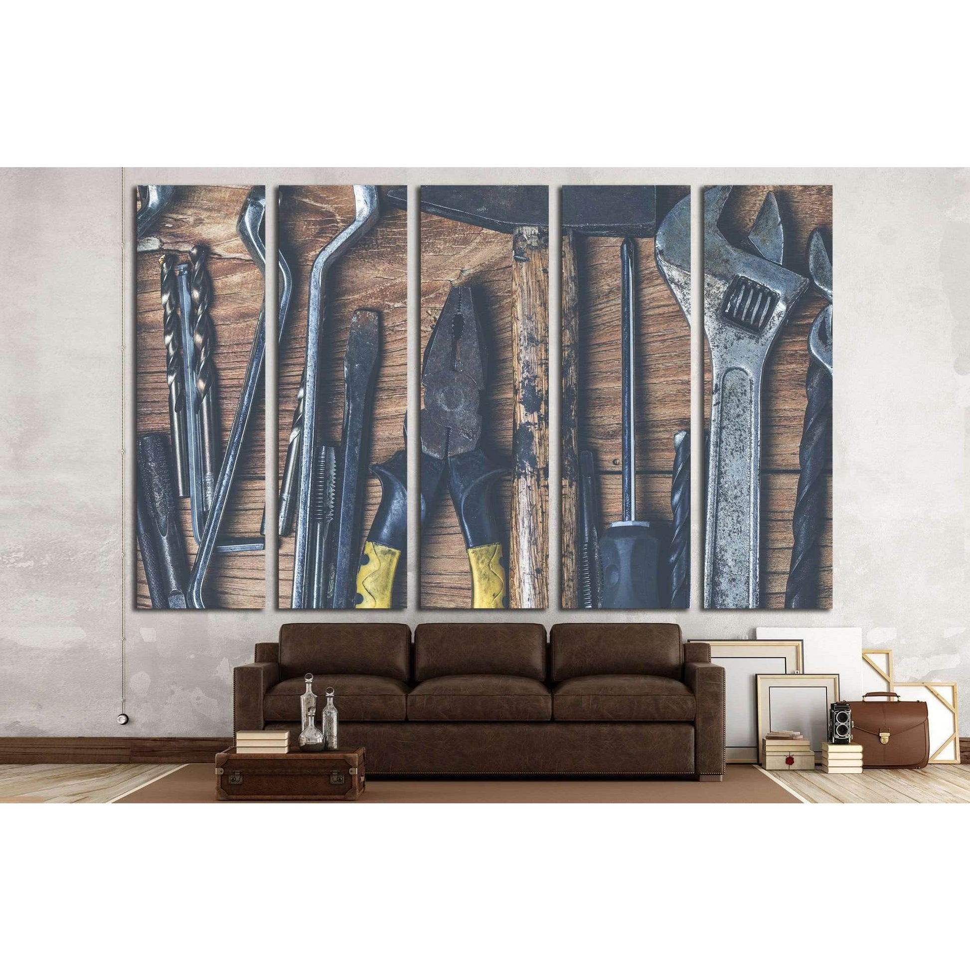 Hand tools on a wooden table in rustic style №1897 Ready to Hang Canvas PrintCanvas art arrives ready to hang, with hanging accessories included and no additional framing required. Every canvas print is hand-crafted, made on-demand at our workshop and exp