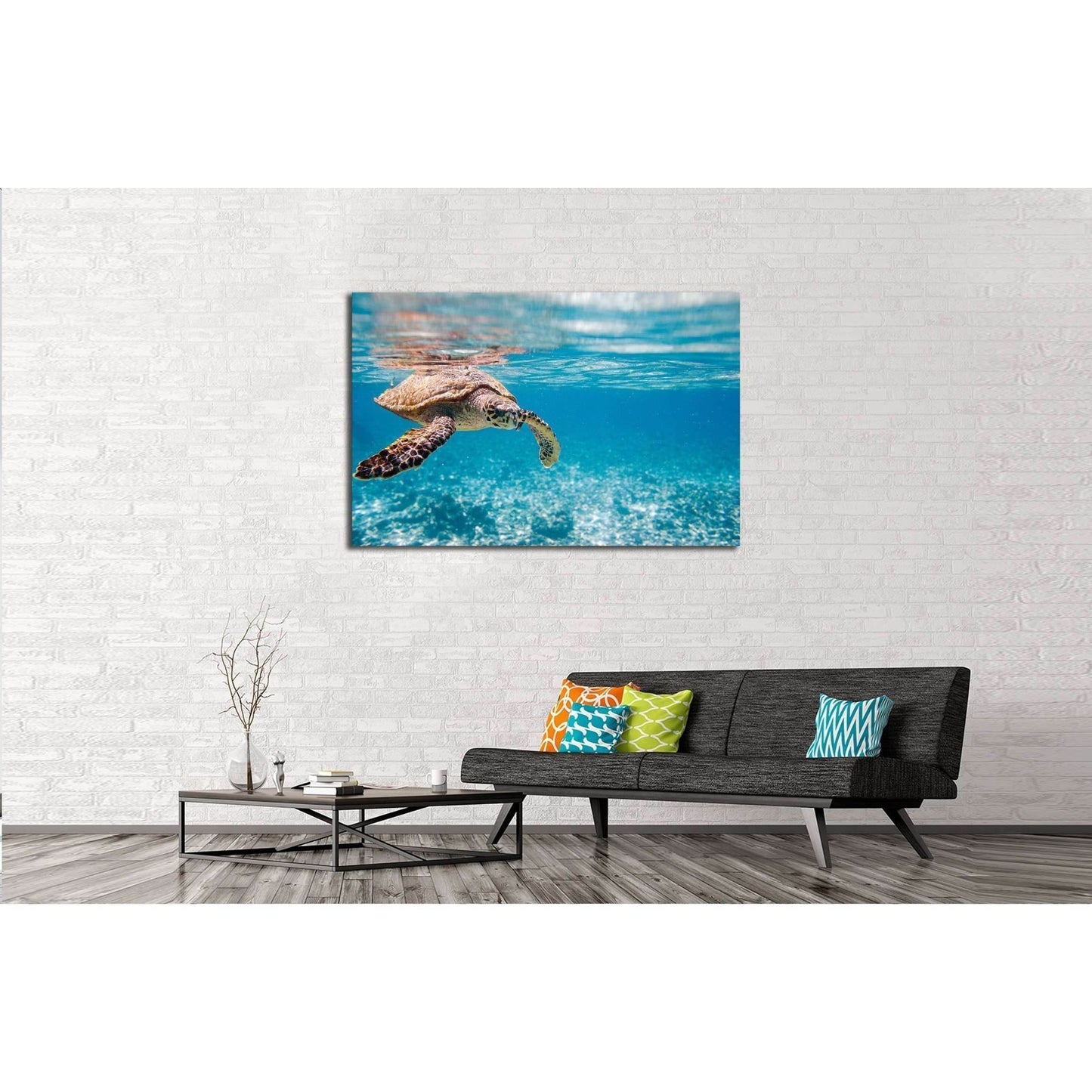 Hawksbill sea turtle swimming in Indian ocean in Seychelles №2336 Ready to Hang Canvas PrintCanvas art arrives ready to hang, with hanging accessories included and no additional framing required. Every canvas print is hand-crafted, made on-demand at our w