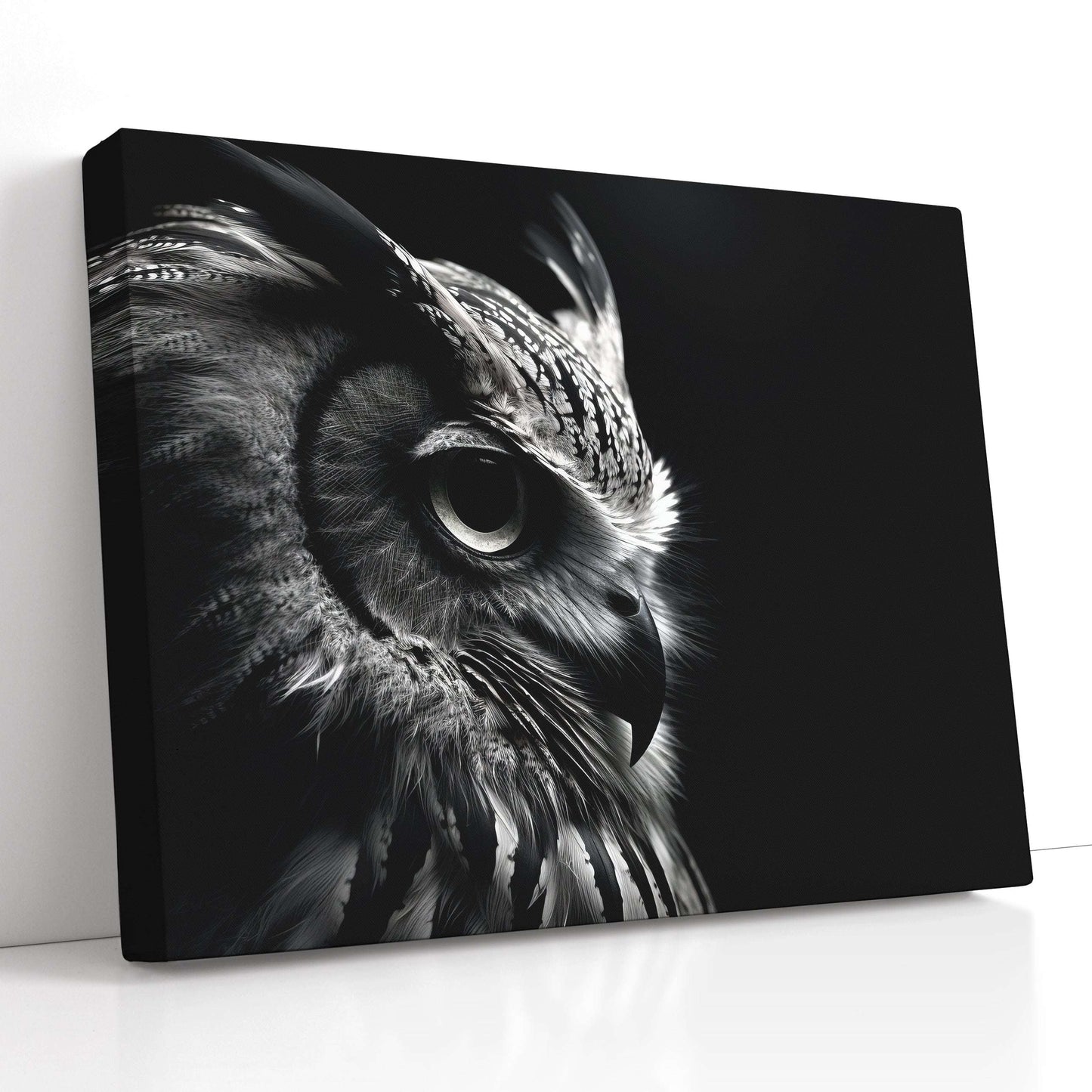 High Contrast Owl Silhouette in Black and White - Canvas Print - Artoholica Ready to Hang Canvas Print