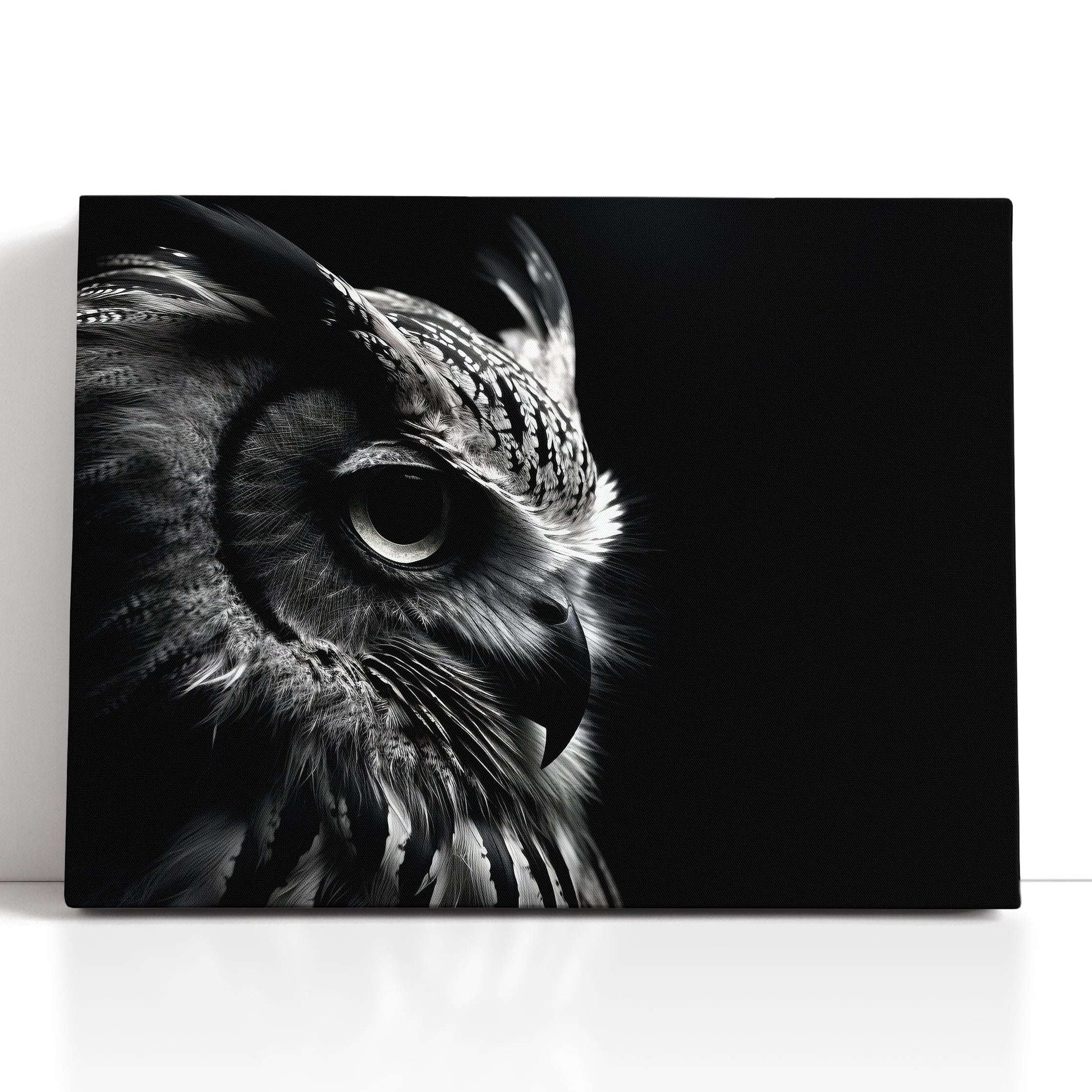 High Contrast Owl Silhouette in Black and White - Canvas Print - Artoholica Ready to Hang Canvas Print