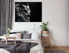 High Contrast Owl Silhouette in Black and White - Canvas Print - Artoholica Ready to Hang Canvas Print