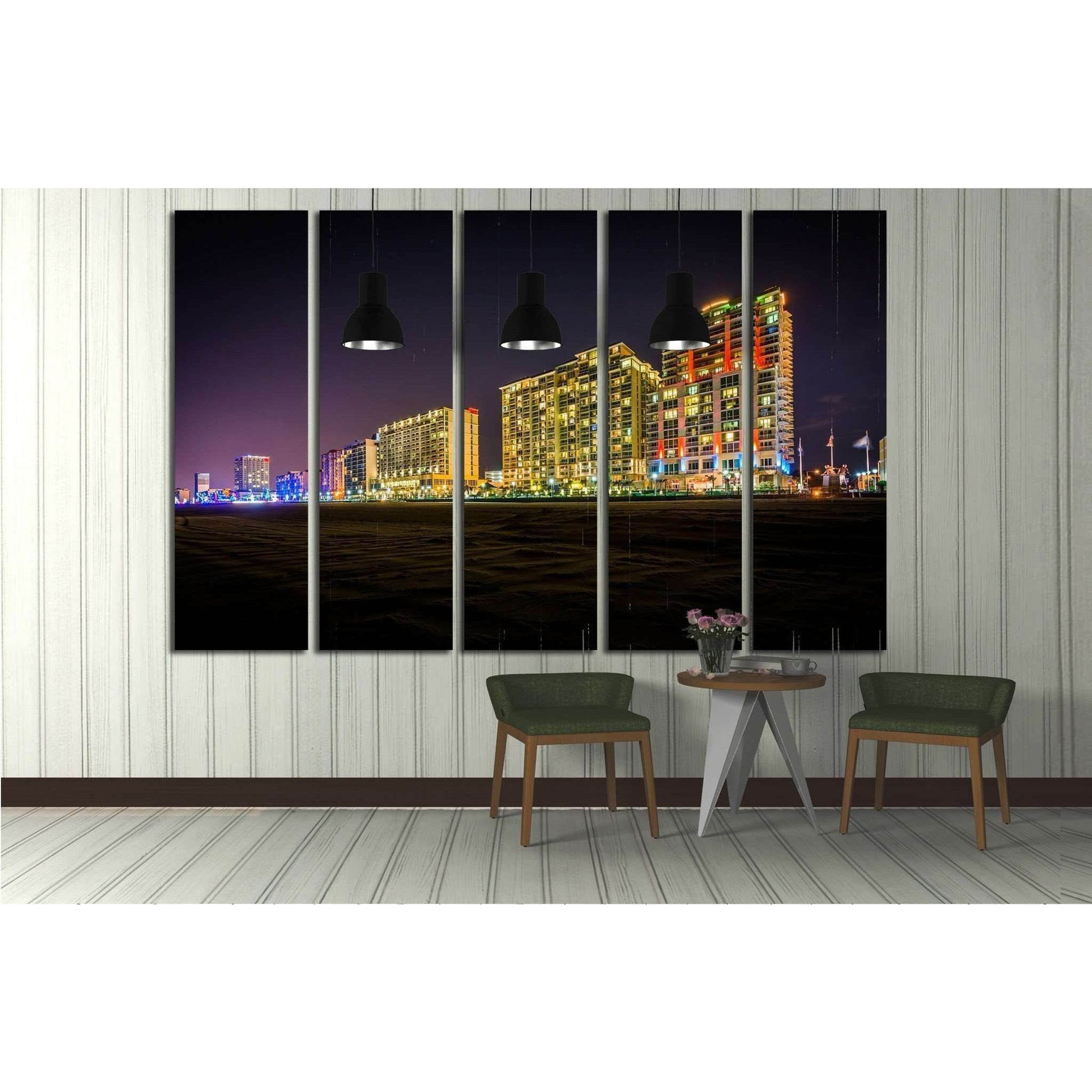 Highrise hotels on the oceanfront at night, in Virginia Beach, Virginia №1742 Ready to Hang Canvas PrintCanvas art arrives ready to hang, with hanging accessories included and no additional framing required. Every canvas print is hand-crafted, made on-dem