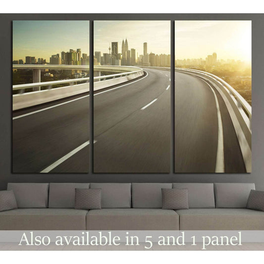 Highway overpass motion blur with city background №2299 Ready to Hang Canvas PrintCanvas art arrives ready to hang, with hanging accessories included and no additional framing required. Every canvas print is hand-crafted, made on-demand at our workshop an