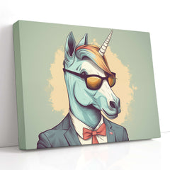 Hipster Unicorn in Sharp Suit - Canvas Print - Artoholica Ready to Hang Canvas Print