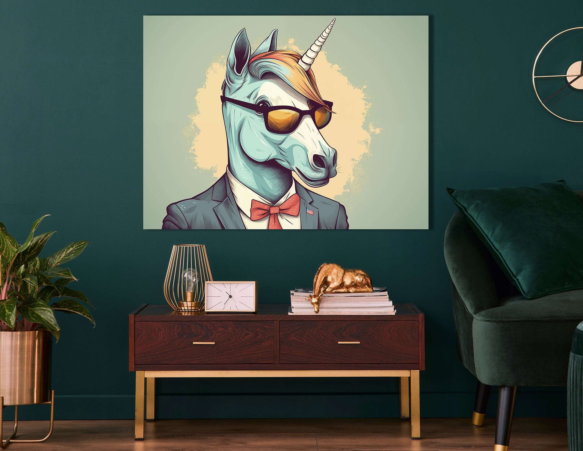 Hipster Unicorn in Sharp Suit - Canvas Print - Artoholica Ready to Hang Canvas Print