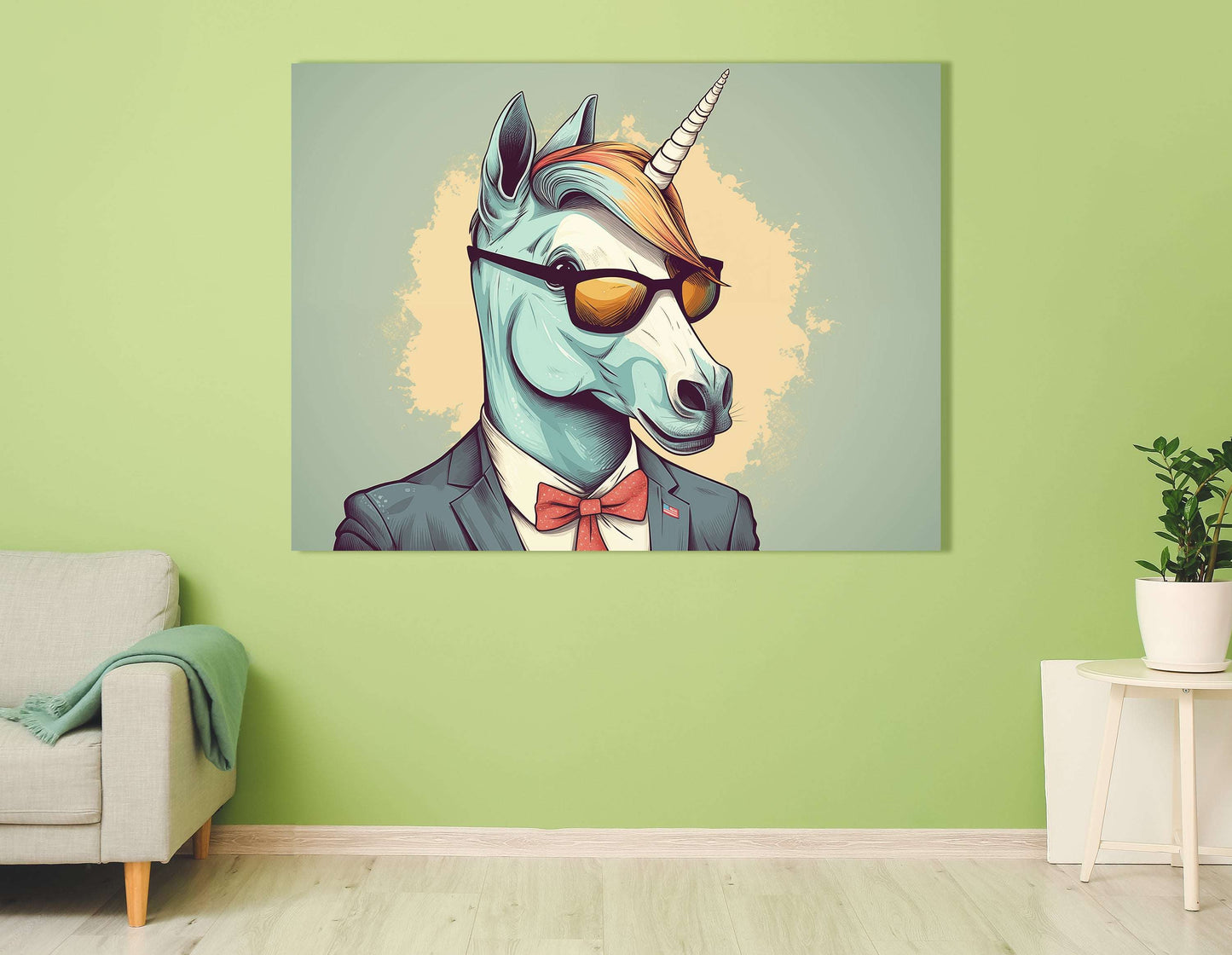 Hipster Unicorn in Sharp Suit - Canvas Print - Artoholica Ready to Hang Canvas Print