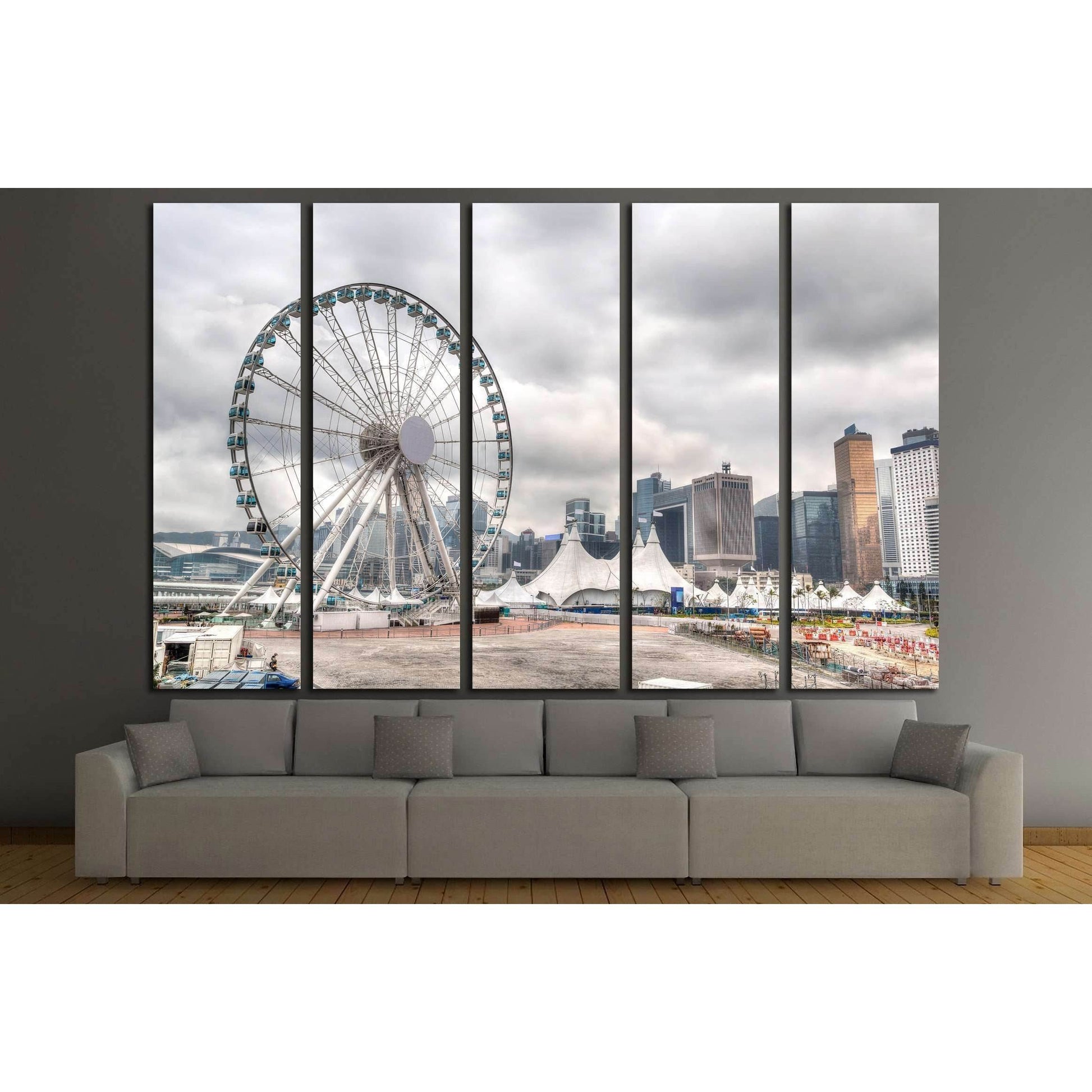 Hong Kong skyline at downtown Central Pier overlooking Victoria Harbor №2330 Ready to Hang Canvas PrintCanvas art arrives ready to hang, with hanging accessories included and no additional framing required. Every canvas print is hand-crafted, made on-dema