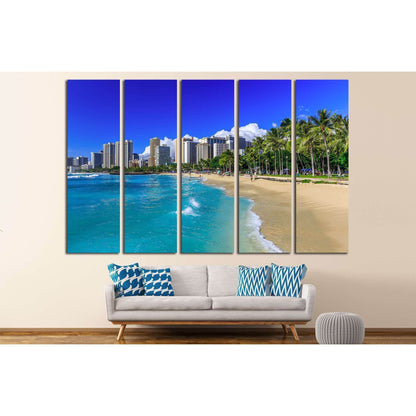 Honolulu, Hawaii. Waikiki beach and Honolulu's skyline №2302 Ready to Hang Canvas PrintCanvas art arrives ready to hang, with hanging accessories included and no additional framing required. Every canvas print is hand-crafted, made on-demand at our worksh