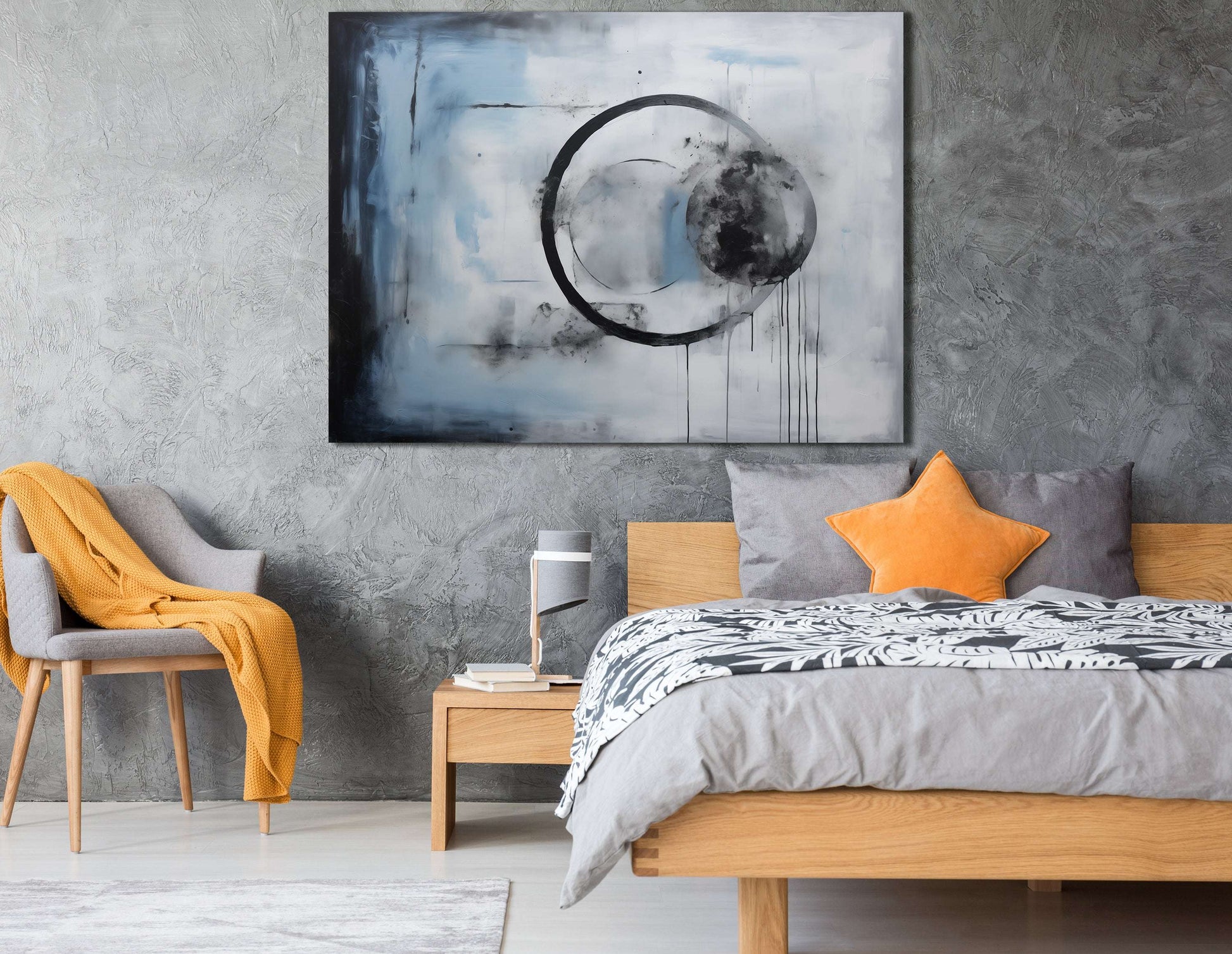 Icy Blue and Black Abstract - Canvas Print - Artoholica Ready to Hang Canvas Print