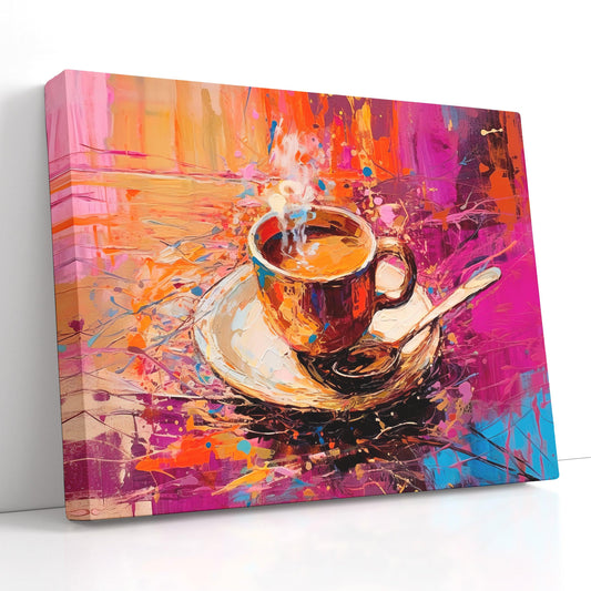 Impressionist Coffee Cup and Saucer - Canvas Print - Artoholica Ready to Hang Canvas Print