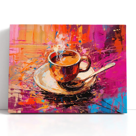 Impressionist Coffee Cup and Saucer - Canvas Print - Artoholica Ready to Hang Canvas Print