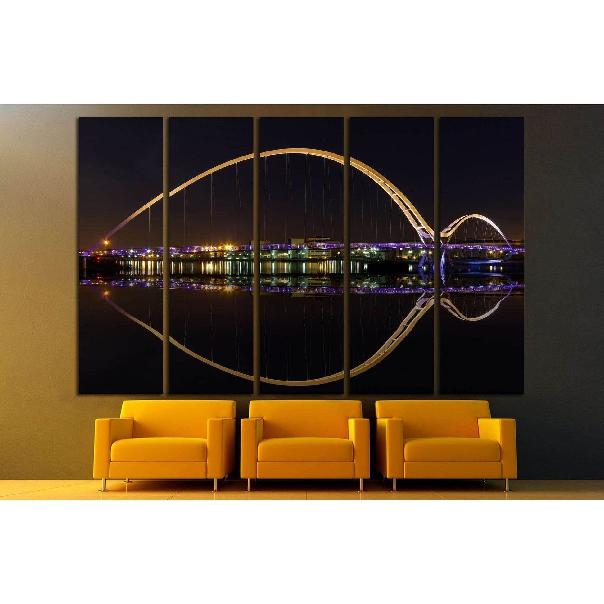 Infinity Bridge in Stockton-on-Tees across the River at Night №1681 Ready to Hang Canvas PrintCanvas art arrives ready to hang, with hanging accessories included and no additional framing required. Every canvas print is hand-crafted, made on-demand at our