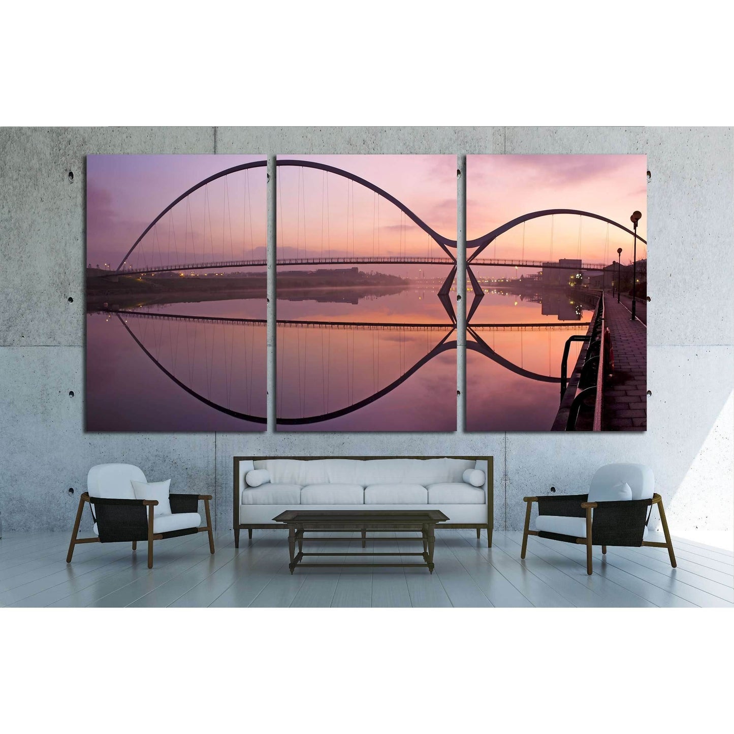 Infinity Bridge in Stockton-on-Tees across the river Tees at sunrise №1665 Ready to Hang Canvas PrintCanvas art arrives ready to hang, with hanging accessories included and no additional framing required. Every canvas print is hand-crafted, made on-demand