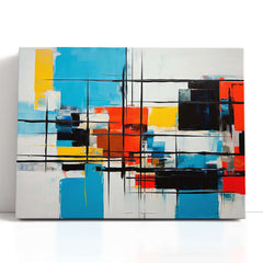 Interplay of Sky-Blue, Black, White, and Red - Canvas Print - Artoholica Ready to Hang Canvas Print