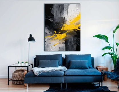 Interplay of Yellow & Grayscale - Canvas Print - Artoholica Ready to Hang Canvas Print