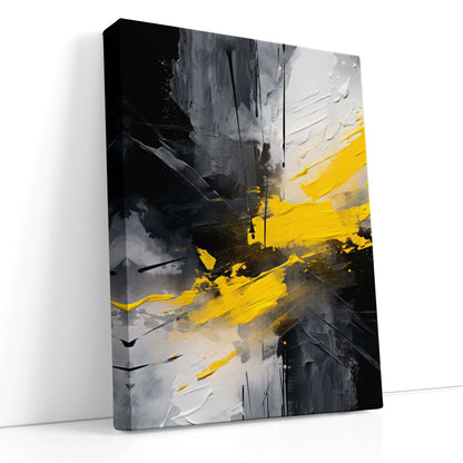 Interplay of Yellow & Grayscale - Canvas Print - Artoholica Ready to Hang Canvas Print