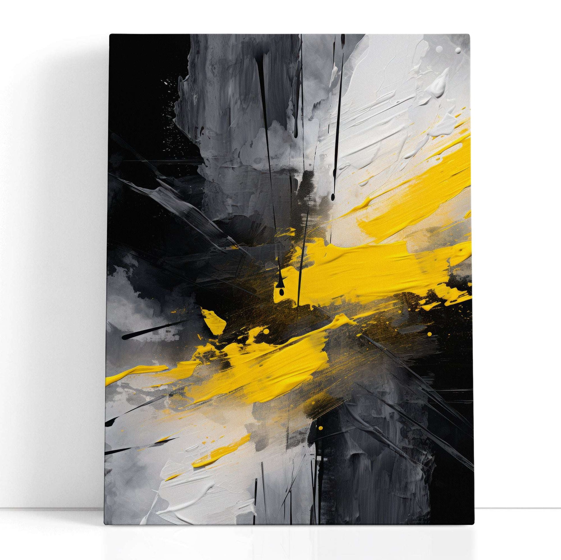 Interplay of Yellow & Grayscale - Canvas Print - Artoholica Ready to Hang Canvas Print