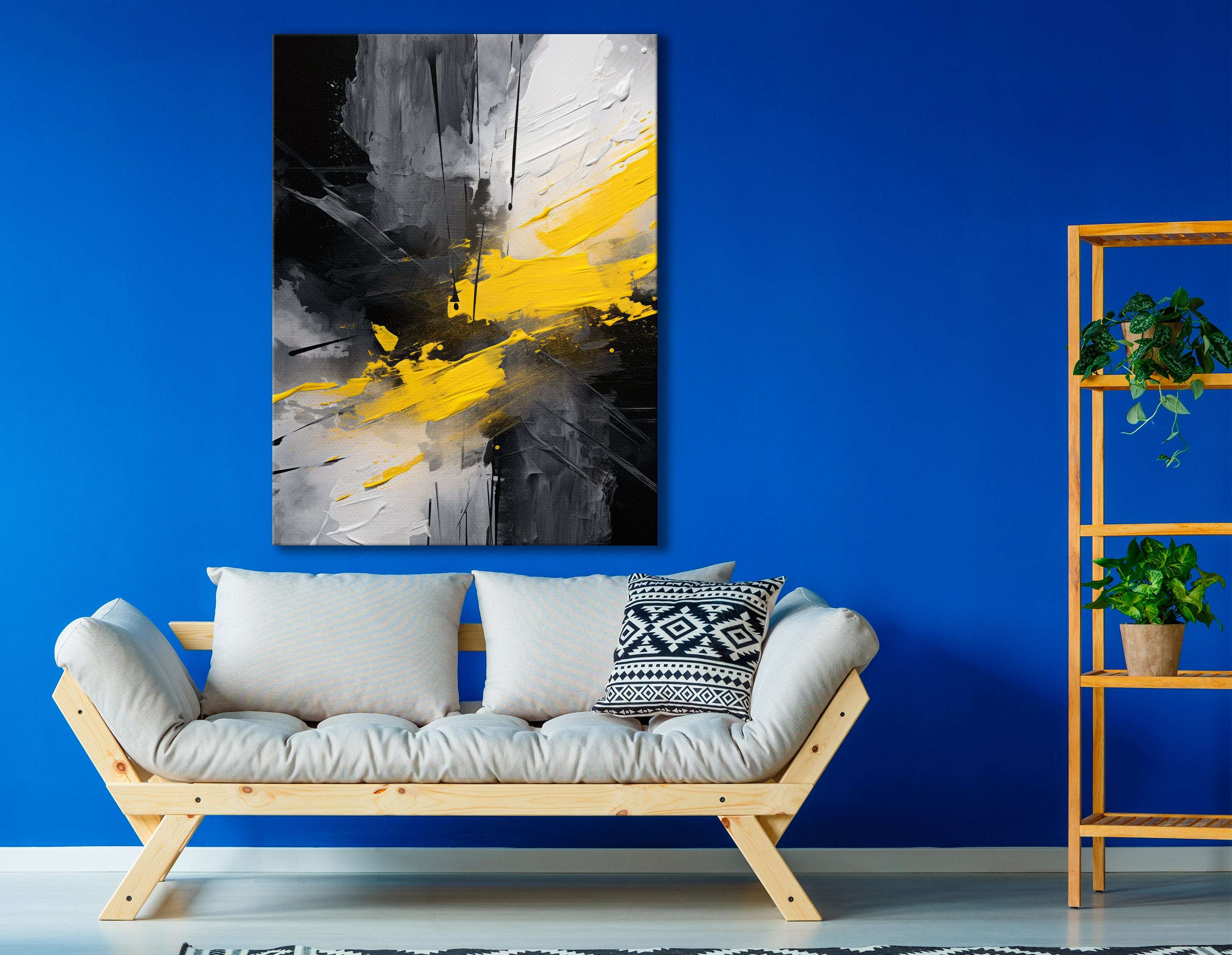 Interplay of Yellow & Grayscale - Canvas Print - Artoholica Ready to Hang Canvas Print