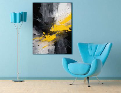 Interplay of Yellow & Grayscale - Canvas Print - Artoholica Ready to Hang Canvas Print