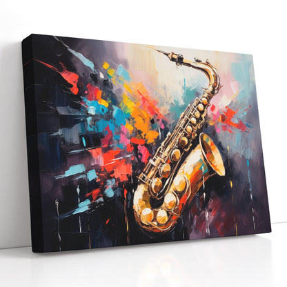 Jazz Saxophone with Bright Splashes - Canvas Print - Artoholica Ready to Hang Canvas Print