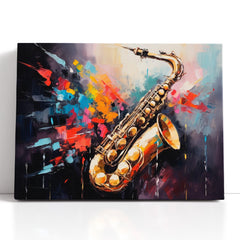 Jazz Saxophone with Bright Splashes - Canvas Print - Artoholica Ready to Hang Canvas Print