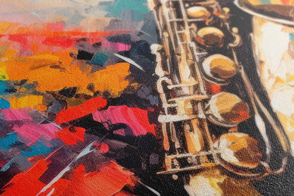 Jazz Saxophone with Bright Splashes - Canvas Print - Artoholica Ready to Hang Canvas Print