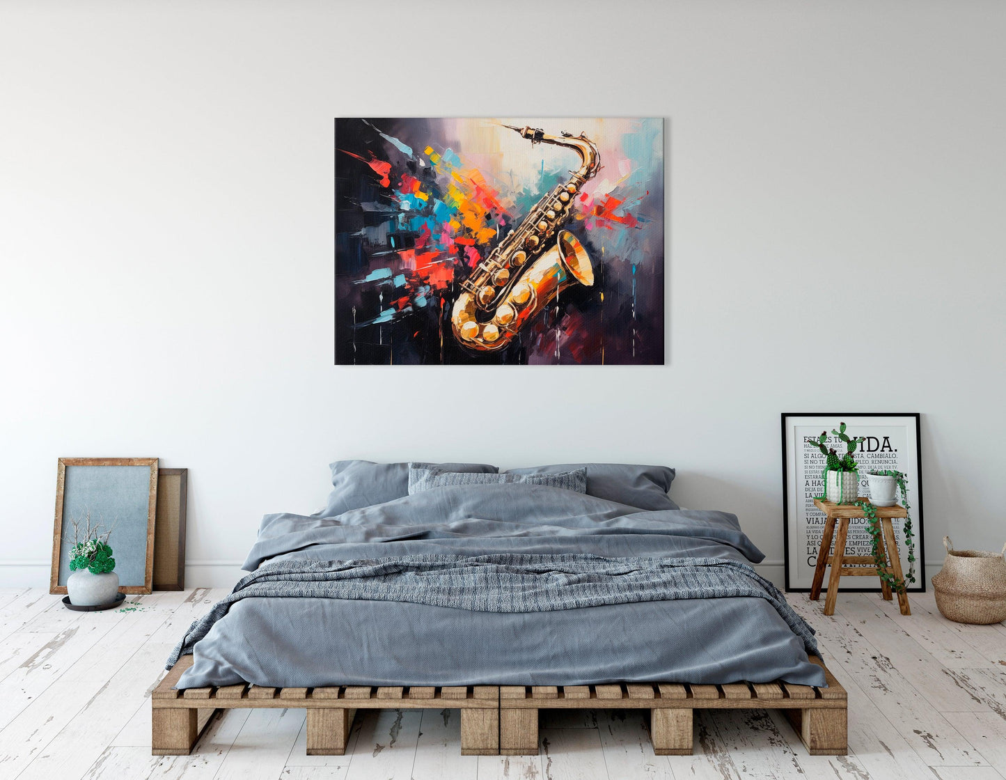 Jazz Saxophone with Bright Splashes - Canvas Print - Artoholica Ready to Hang Canvas Print