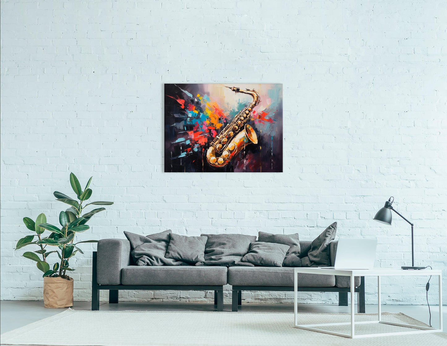 Jazz Saxophone with Bright Splashes - Canvas Print - Artoholica Ready to Hang Canvas Print