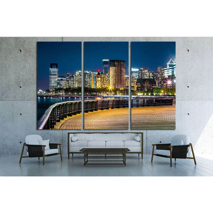 Jersey City skyline by night along Hudson river promenade №1774 Ready to Hang Canvas PrintCanvas art arrives ready to hang, with hanging accessories included and no additional framing required. Every canvas print is hand-crafted, made on-demand at our wor