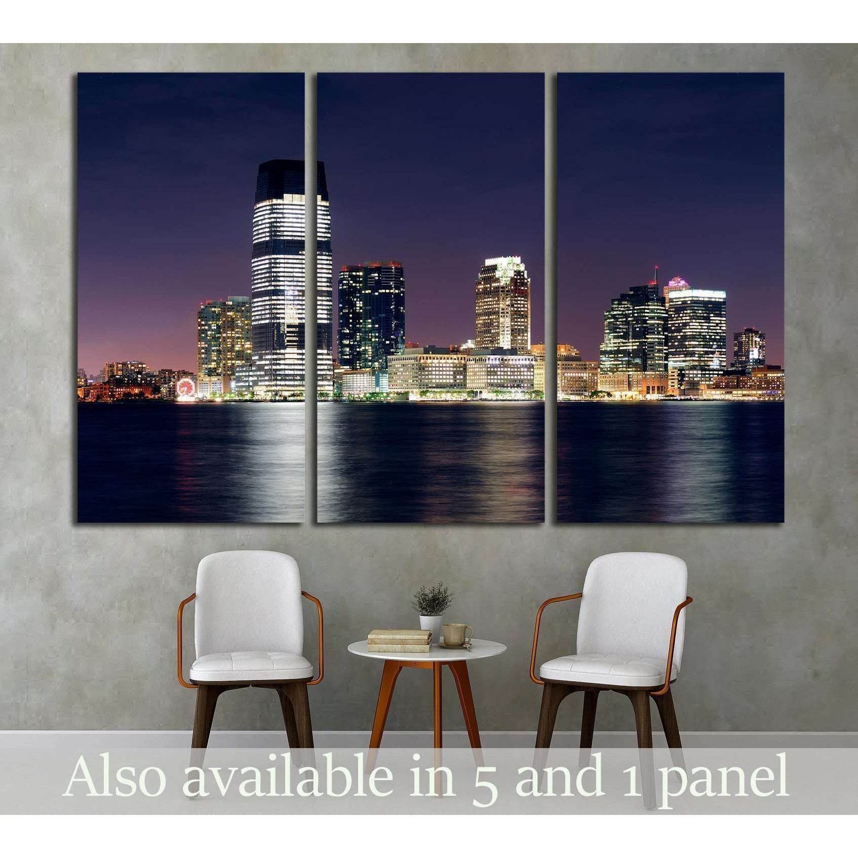 Jersey City skyline with skyscrapers, Hudson River, New York City Manhattan №1713 Ready to Hang Canvas PrintCanvas art arrives ready to hang, with hanging accessories included and no additional framing required. Every canvas print is hand-crafted, made on