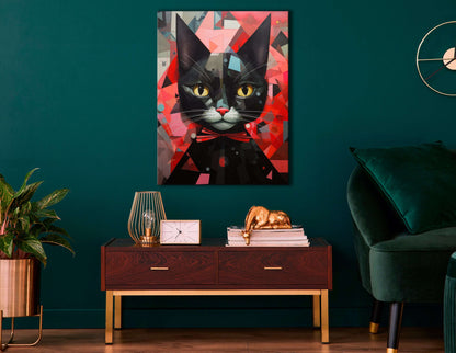 Kaleidoscopic Abstract Black Cat - Canvas Print - Artoholica Ready to Hang Canvas Print