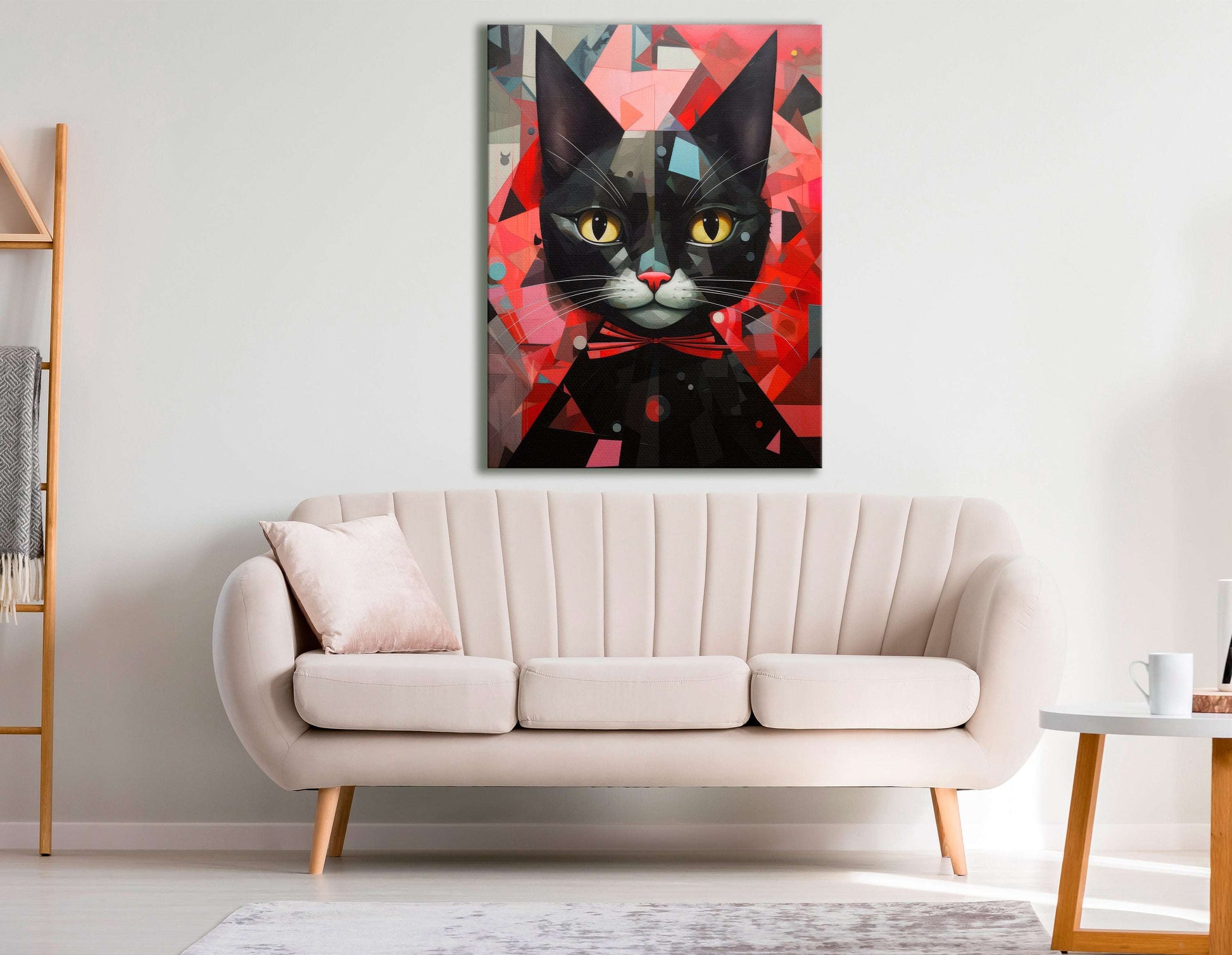 Kaleidoscopic Abstract Black Cat - Canvas Print - Artoholica Ready to Hang Canvas Print